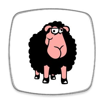 Schaf Guckt Doof Süß Niedlich Komisch Albern Cool - Viereckiger Kühlschrankmagnet - Weiß - Vorne