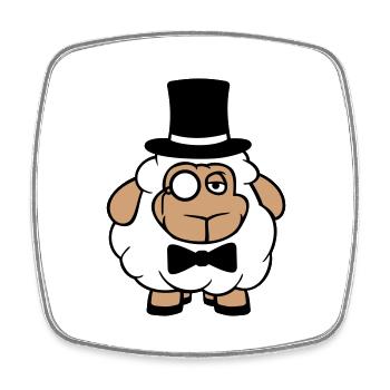 Sheep Mr. Gentleman Top Hat Monocle Glasses - Square fridge magnet - white - Front
