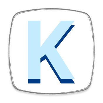 Lettre k bleu pop et moderne - Magnet carré - blanc - Devant