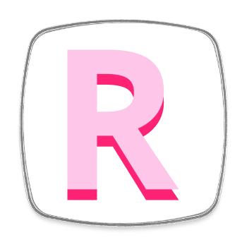 Pop und moderner rosa Buchstabe r - Viereckiger Kühlschrankmagnet - Weiß - Vorne