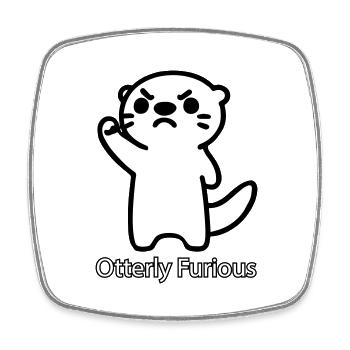 Angry Otter raising his fist - Otterly Furious - Square fridge magnet - white - Front