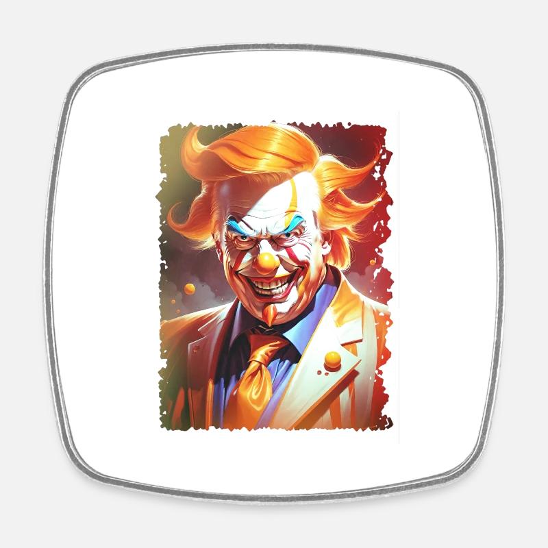 Here comes the clown - Square fridge magnet - white
