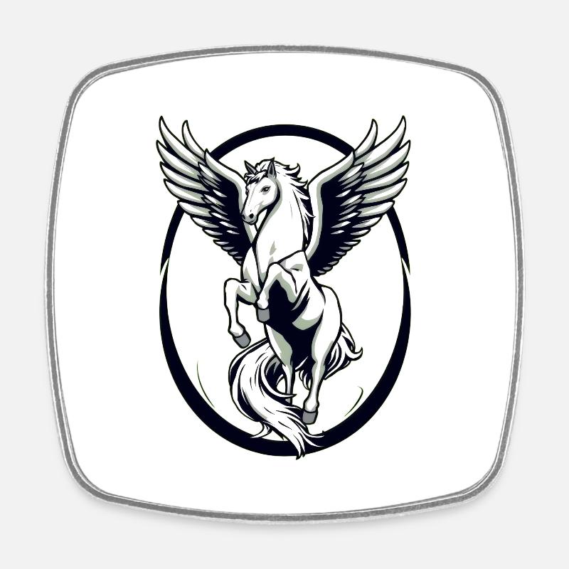 Cool White Pegasus - Square fridge magnet - white