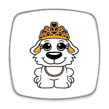 Chien Couronne Reine Fille Jolie Princesse Femme - Magnet carré - blanc - Devant