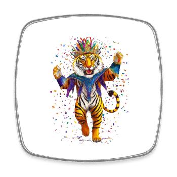 Tiger Mardi Gras Fasching - Viereckiger Kühlschrankmagnet - Weiß - Vorne