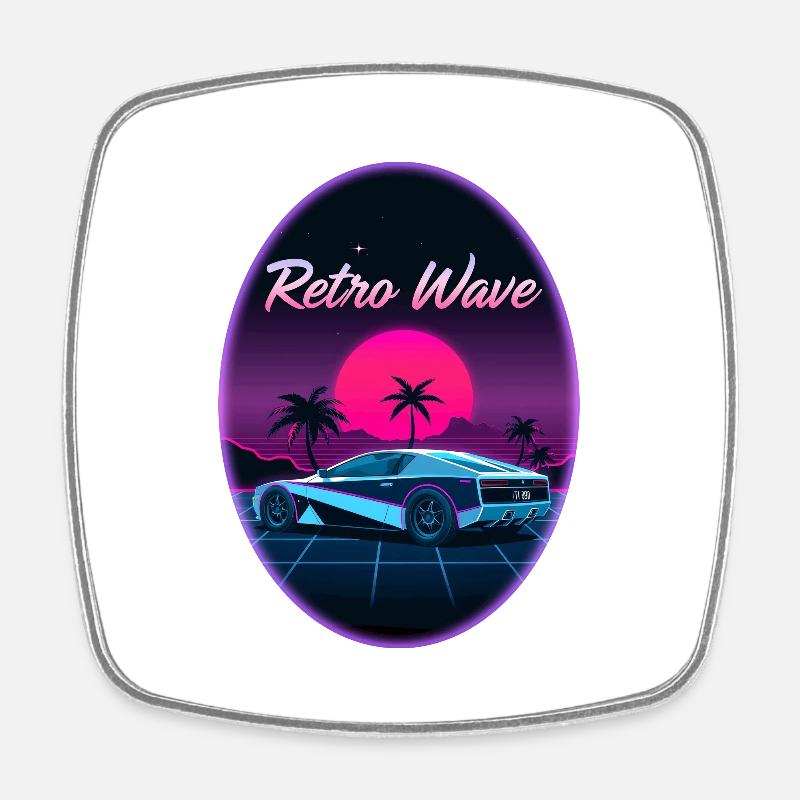 “Retro Wave” design - Magnet carré - blanc