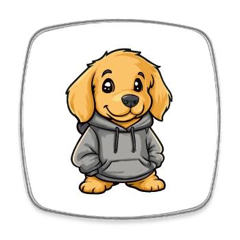 Golden Retriever Hund Lustig - Viereckiger Kühlschrankmagnet - Weiß - Vorne