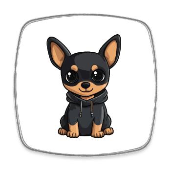 Pinscher Hund Lustig - Viereckiger Kühlschrankmagnet - Weiß - Vorne