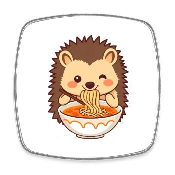 Ein süßer Igel mag Nudelsuppe - Viereckiger Kühlschrankmagnet - Weiß - Vorne