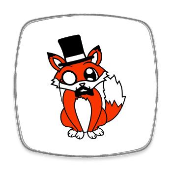 Fox Red Fox Sir Mr. Top Hat Monocle Glasses - Square fridge magnet - white - Front