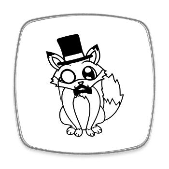 Fox Red Fox Sir Mr. Top Hat Monocle Glasses - Square fridge magnet - white - Front