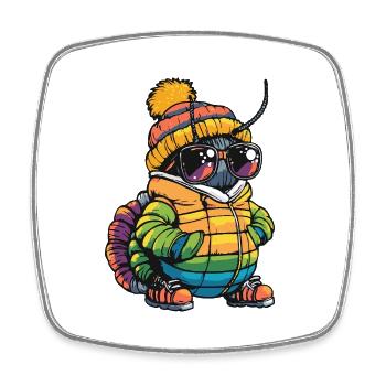 Wurm Cool Comic - Viereckiger Kühlschrankmagnet - Weiß - Vorne