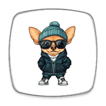 Chihuahua chien bande dessinée cool - Magnet carré - blanc - Devant