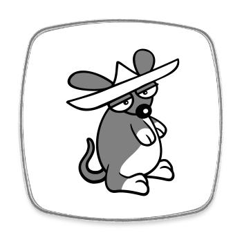 Maus großer Hut Sombrero Traurig Müde Gelangweilt - Viereckiger Kühlschrankmagnet - Weiß - Vorne