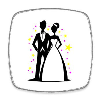 Bride and groom wedding groom bride - Square fridge magnet - white - Front