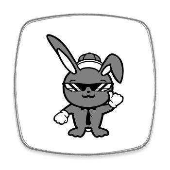 Bunny Sunglasses Cappy Tie Cool Hat Comic - Square fridge magnet - white - Front