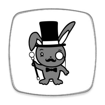 Mr. Bunny Gentleman Top Hat Monocle Glasses - Square fridge magnet - white - Front