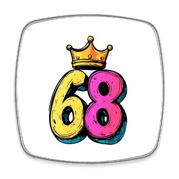 68 Nombre Couronne - Magnet carré - blanc - Devant