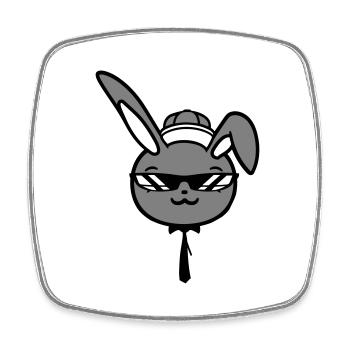 Bunny Sunglasses Cappy Tie Cool Hat Comic - Square fridge magnet - white - Front