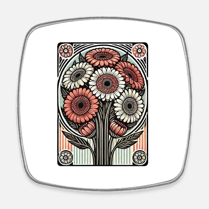 Gerbera Gänseblümchen - Viereckiger Kühlschrankmagnet - Weiß