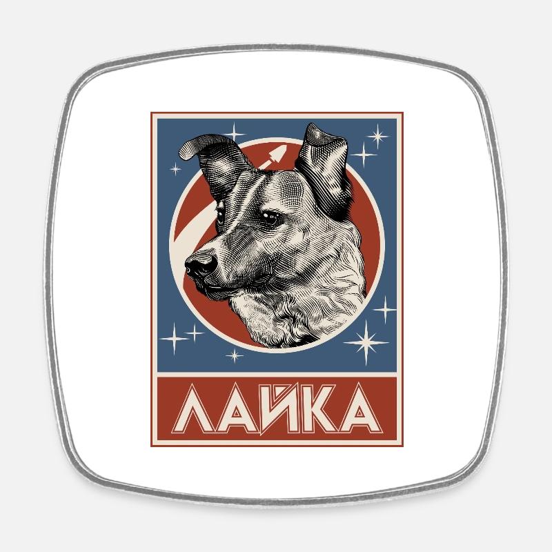 Chien de l’espace soviétique Laika - Magnet carré - blanc