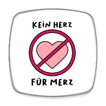 keinHerzfuerMerz - Viereckiger Kühlschrankmagnet - Weiß - Vorne