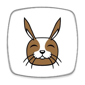 Hase Lustig Gesicht Lächeln glücklich freundlich - Viereckiger Kühlschrankmagnet - Weiß - Vorne