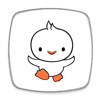 Duck running fast wants to fly cute flutter - Square fridge magnet - white - Front