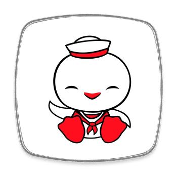 Canard marin marin marin chapeau de marin ondulant joyeusement - Magnet carré - blanc - Devant