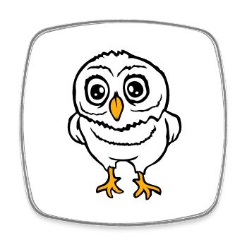 Eule Vogel Uhu Nachtvogel Schleiereule Kauz Comic - Viereckiger Kühlschrankmagnet - Weiß - Vorne