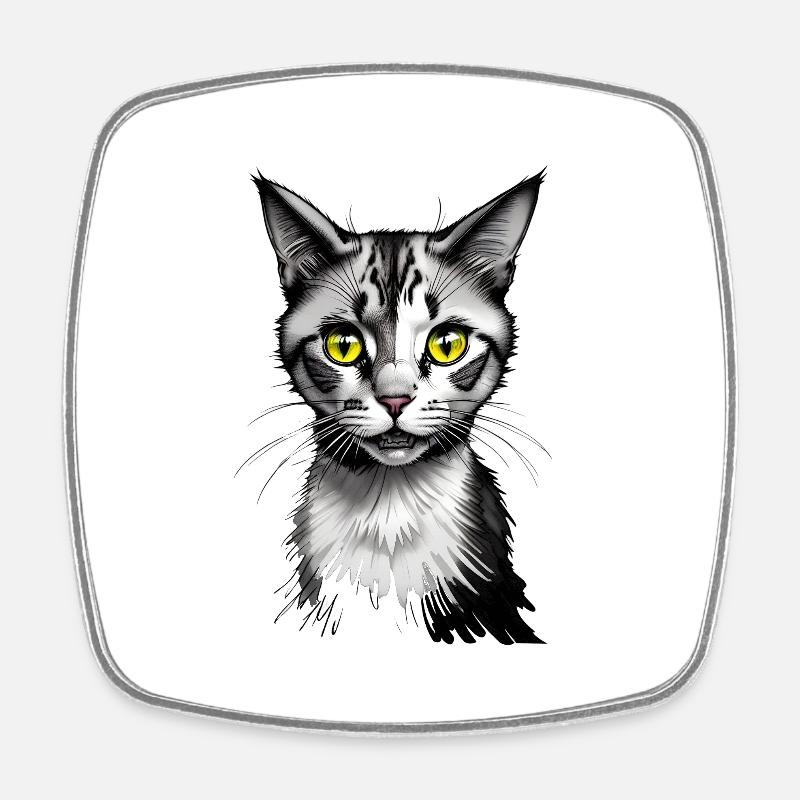 Cat I - Square fridge magnet - white