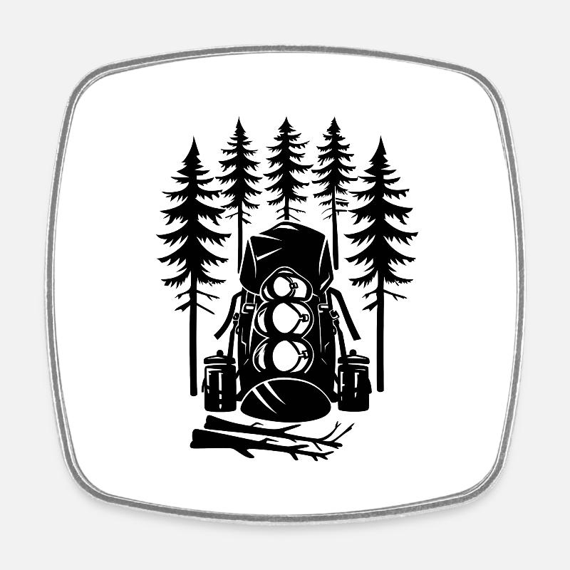 Camping - Magnet carré - blanc