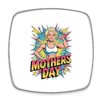 Fit Mom Power – Pop Art Motif for Mother's Day - Square fridge magnet - white - Front