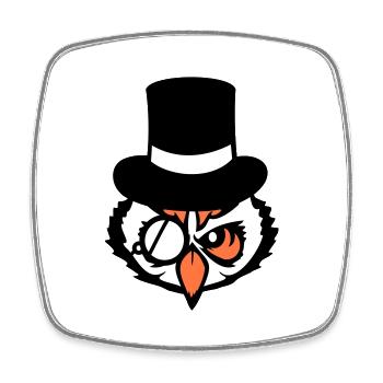 Sir Owl Top Hat Monocle Glasses Rich Mr. - Square fridge magnet - white - Front