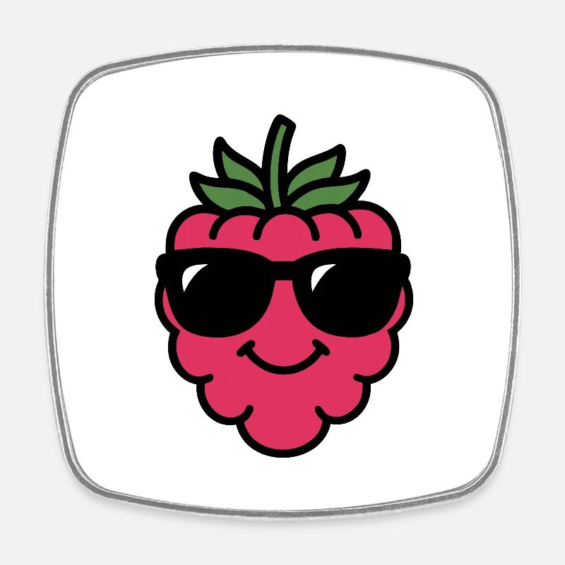 Raspberry Head - Square fridge magnet - white
