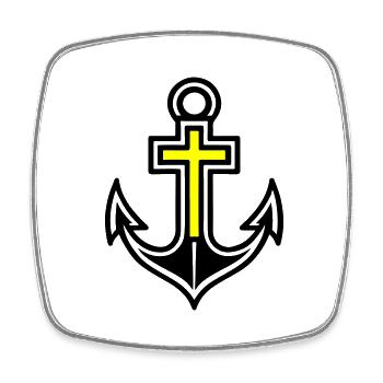 Anchor Cross Icon - Square fridge magnet - white - Front