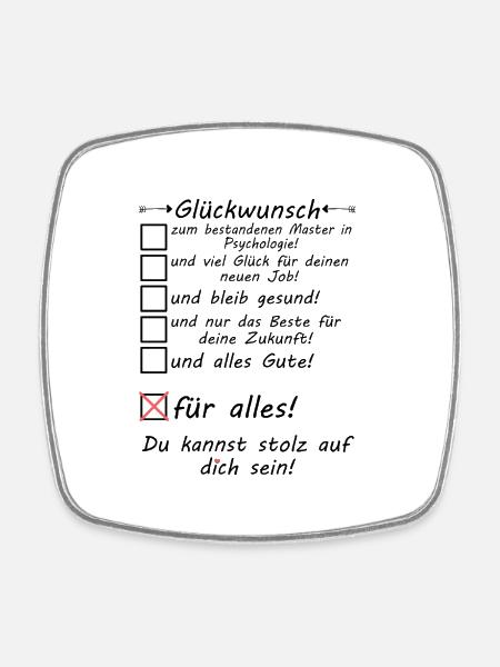 Master Psychologie Studium bestanden Glückwunsch - Viereckiger Kühlschrankmagnet - Weiß