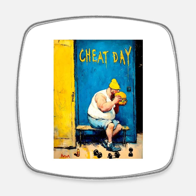 « Cheat Day » de van Gogh - Magnet carré - blanc
