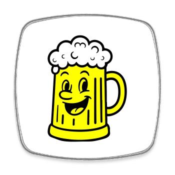 Bierkrug Comic Bier - Viereckiger Kühlschrankmagnet - Weiß - Vorne