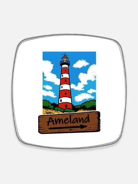 Ameland Leuchtturm Urlaub - Viereckiger Kühlschrankmagnet - Weiß