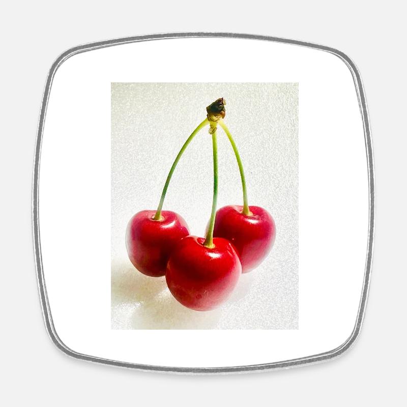 Cherry - Square fridge magnet - white
