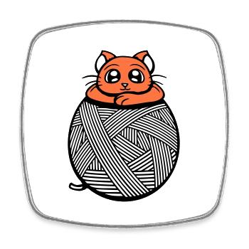 Cat Yarn Yarn Yarn Ball Sewing Knitting Cute - Square fridge magnet - white - Front