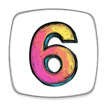 Bande dessinée à 6 chiffres - Magnet carré - blanc - Devant