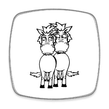 2 Horses Couple Funny Crazy Couple In Love - Square fridge magnet - white - Front