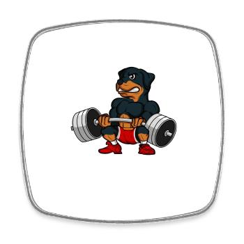 Rottweiler Rottie Bodybuilding Gewichtheber - Viereckiger Kühlschrankmagnet - Weiß - Vorne