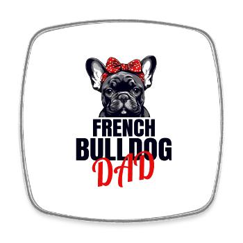 Französische Bulldogge, French Bulldog, Frenchie - Viereckiger Kühlschrankmagnet - Weiß - Vorne