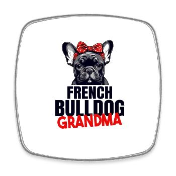 Französische Bulldogge, French Bulldog, Frenchie - Viereckiger Kühlschrankmagnet - Weiß - Vorne