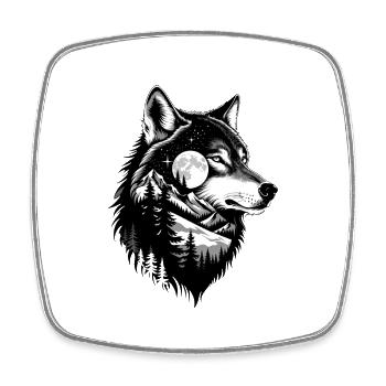 Schwarzer Wolf Wolfportrait. Wolfdesign - Viereckiger Kühlschrankmagnet - Weiß - Vorne