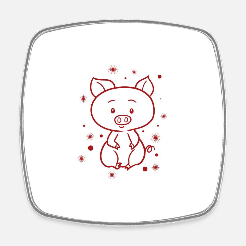 Cochon - Magnet carré - blanc