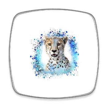 léopard, chat, chat sauvage, graffiti, peinture, bleu - Magnet carré - blanc - Devant